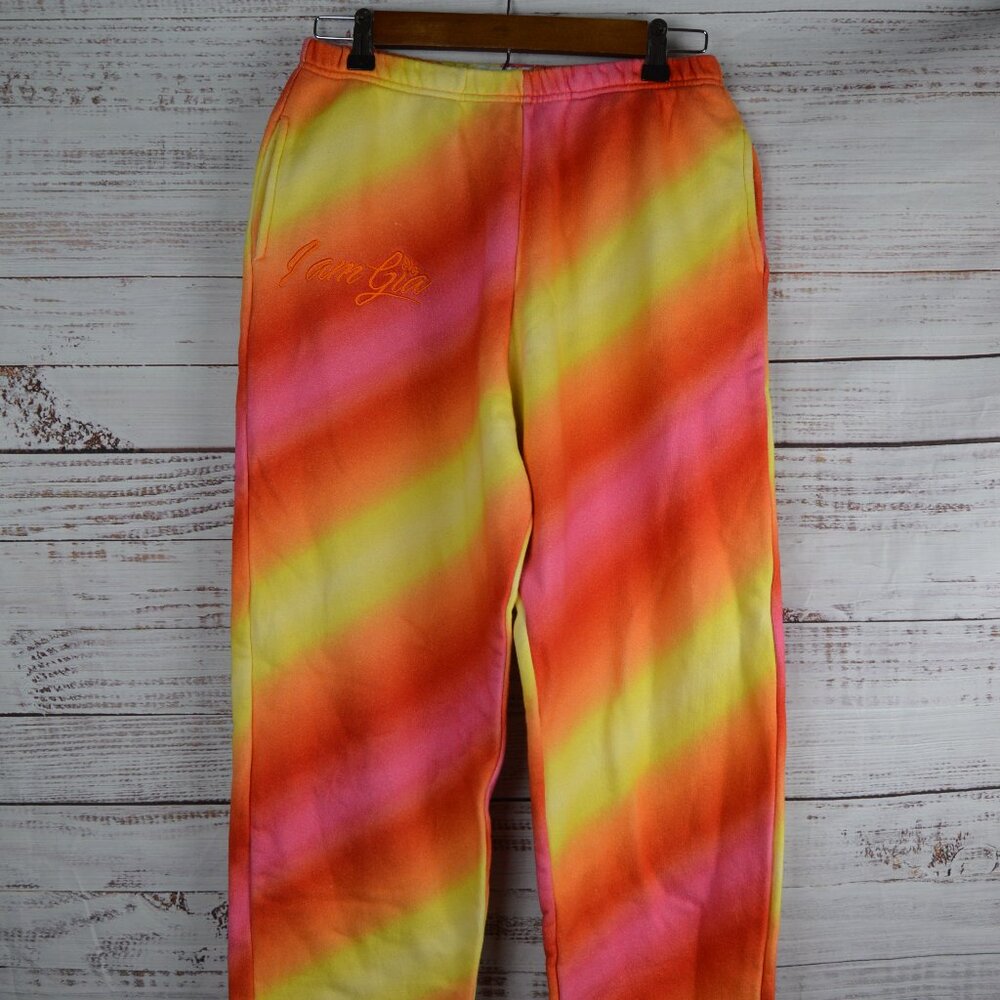 I Am Gia Sarai Jogger Sweatpants Tie Dye Pull On Womens Small 100% Cotton GUC